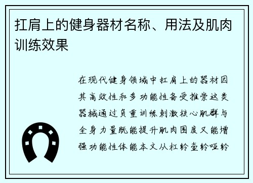 扛肩上的健身器材名称、用法及肌肉训练效果